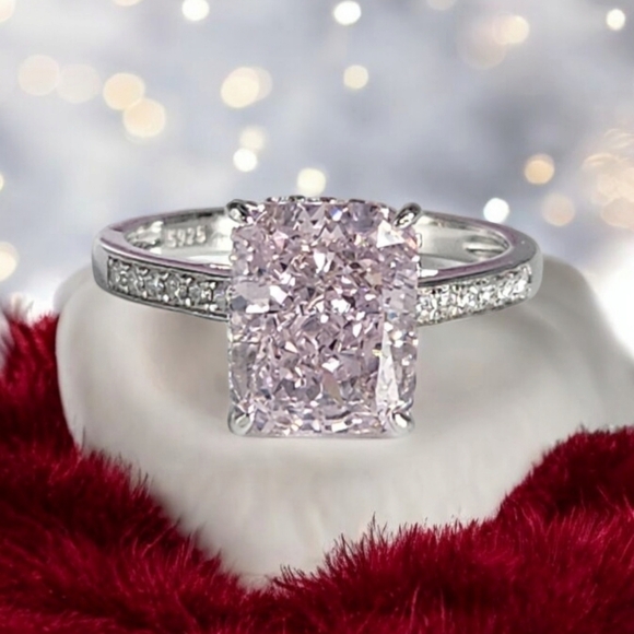 2.5 Ct Pink Zircon Sterling Silver Statement Ring - Picture 3 of 5